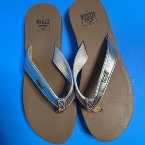 Reef Women's Metallic Silver Flip Flop Sandals Sz 10 New Condition